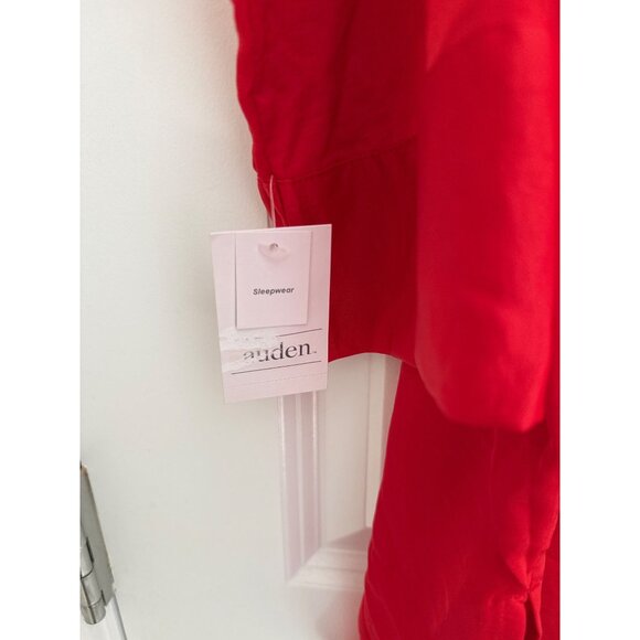 Auden size Small Satin Notch collar Nightgown Red New - Picture 4 of 5